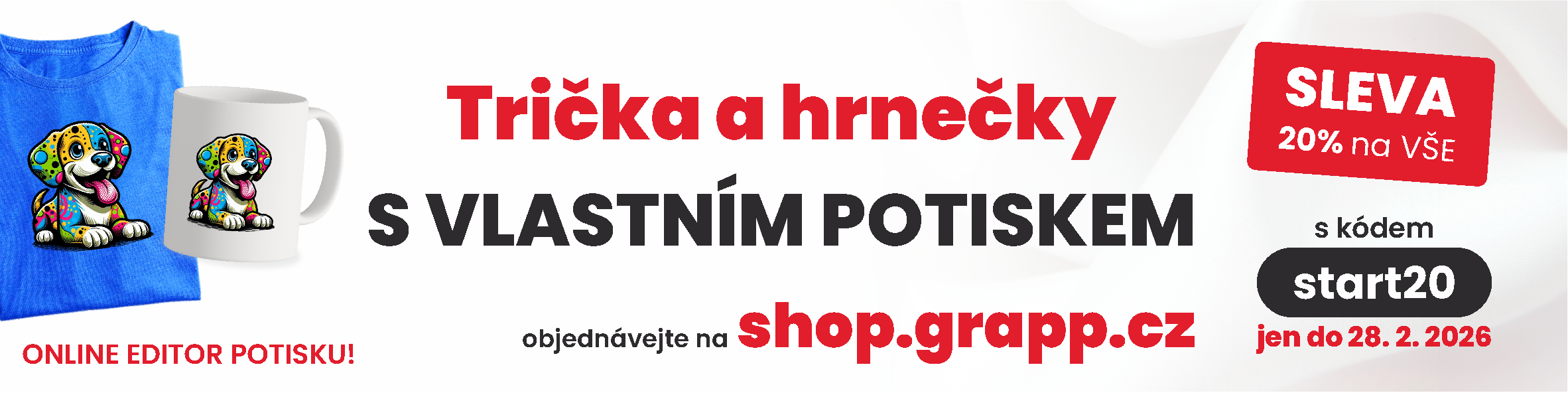 Trička a hrnečky s vlastn&iacute;m potiskem a zav&aacute;děc&iacute; slevou 20% zde